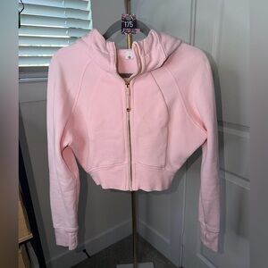 175. Lululemon Cropped Scuba Full-Zip Hoodie in Strawberry Milkshake/Gold